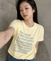 PIECEMAKER（ピースメーカー）の「ポニーレタリングスリムセミクロップT（レモン）（Tシャツ/カットソー）」