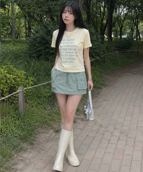 PIECEMAKER(ピースメーカー)の「ポニーレタリングスリムセミクロップT(レモン)(Tシャツ/カットソー・レディース・その他・XS/SMALL/FREE)」の5枚目の写真