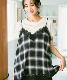 トリムレースチェックキャミソール