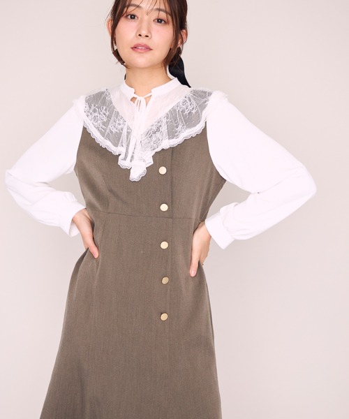 MISCH MASCH(ミッシュマッシュ)の「2026秋冬新作 レースフリルカラーマーメイドワンピース(ワンピース・レディース・ブラック/ブラウン・S/M)」の12枚目の写真
