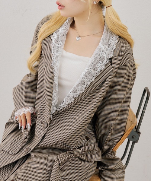 Another Branch olive des olive(アナザーブランチオリーブデオリーブ)の「マルチwayテーラージャケット(テーラードジャケット・レディース・ストライプ/チェック/ブラウン・FREE)」の3枚目の写真