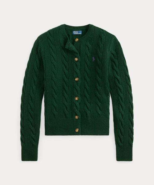 POLO RALPH LAUREN(ポロ ラルフ ローレン)の「ケーブルニット ウールカシミヤ カーディガン(カーディガン/ボレロ・レディース・グリーン・M/S/L/XS)」の2枚目の写真