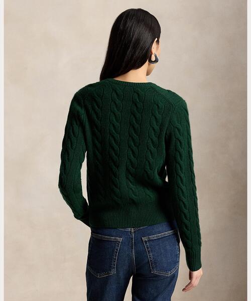 POLO RALPH LAUREN(ポロ ラルフ ローレン)の「ケーブルニット ウールカシミヤ カーディガン(カーディガン/ボレロ・レディース・グリーン・M/S/L/XS)」の4枚目の写真