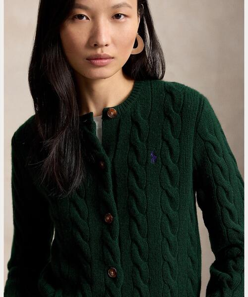 POLO RALPH LAUREN(ポロ ラルフ ローレン)の「ケーブルニット ウールカシミヤ カーディガン(カーディガン/ボレロ・レディース・グリーン・M/S/L/XS)」の5枚目の写真