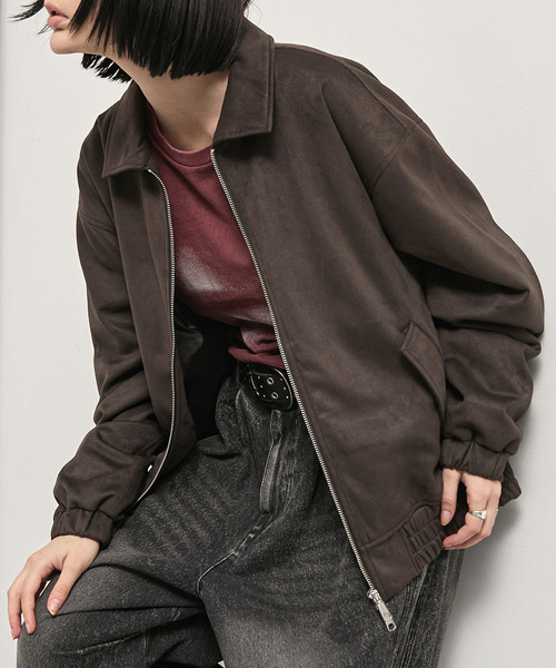 Alfred Alex(アルフレッドアレックス)の「【Alfred Alex】Soft Fade Shirring Double-Zip Blouson / ソフトフェード ダブルジップシャーリングブルゾン(ブルゾン・メンズ・ブラック/ダークブラウン系/キャメル・L/M)」の3枚目の写真