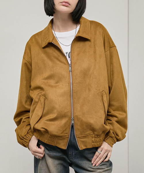 Alfred Alex(アルフレッドアレックス)の「【Alfred Alex】Soft Fade Shirring Double-Zip Blouson / ソフトフェード ダブルジップシャーリングブルゾン(ブルゾン・メンズ・ブラック/ダークブラウン系/キャメル・L/M)」の1枚目の写真