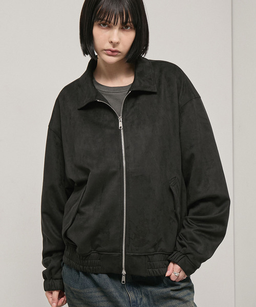 Alfred Alex(アルフレッドアレックス)の「【Alfred Alex】Soft Fade Shirring Double-Zip Blouson / ソフトフェード ダブルジップシャーリングブルゾン(ブルゾン・メンズ・ブラック/ダークブラウン系/キャメル・L/M)」の2枚目の写真