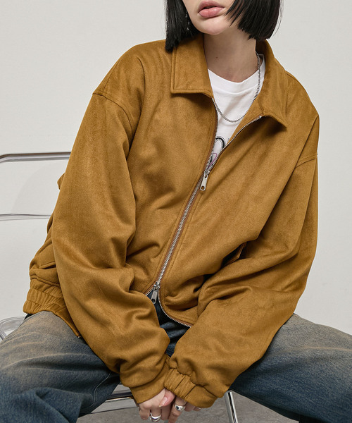 Alfred Alex(アルフレッドアレックス)の「【Alfred Alex】Soft Fade Shirring Double-Zip Blouson / ソフトフェード ダブルジップシャーリングブルゾン(ブルゾン・メンズ・ブラック/ダークブラウン系/キャメル・L/M)」の5枚目の写真