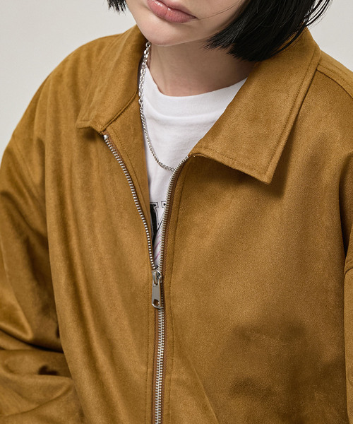 Alfred Alex(アルフレッドアレックス)の「【Alfred Alex】Soft Fade Shirring Double-Zip Blouson / ソフトフェード ダブルジップシャーリングブルゾン(ブルゾン・メンズ・ブラック/ダークブラウン系/キャメル・L/M)」の9枚目の写真