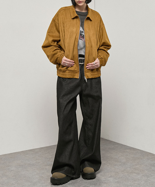 Alfred Alex(アルフレッドアレックス)の「【Alfred Alex】Soft Fade Shirring Double-Zip Blouson / ソフトフェード ダブルジップシャーリングブルゾン(ブルゾン・メンズ・ブラック/ダークブラウン系/キャメル・L/M)」の11枚目の写真