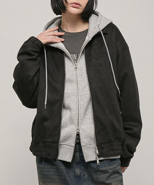 Alfred Alex(アルフレッドアレックス)の「【Alfred Alex】Soft Fade Shirring Double-Zip Blouson / ソフトフェード ダブルジップシャーリングブルゾン(ブルゾン・メンズ・ブラック/ダークブラウン系/キャメル・L/M)」の12枚目の写真