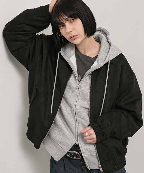 Alfred Alex(アルフレッドアレックス)の「【Alfred Alex】Soft Fade Shirring Double-Zip Blouson / ソフトフェード ダブルジップシャーリングブルゾン(ブルゾン・メンズ・ブラック/ダークブラウン系/キャメル・L/M)」の13枚目の写真