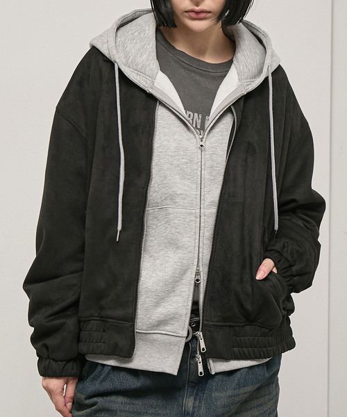 Alfred Alex(アルフレッドアレックス)の「【Alfred Alex】Soft Fade Shirring Double-Zip Blouson / ソフトフェード ダブルジップシャーリングブルゾン(ブルゾン・メンズ・ブラック/ダークブラウン系/キャメル・L/M)」の14枚目の写真