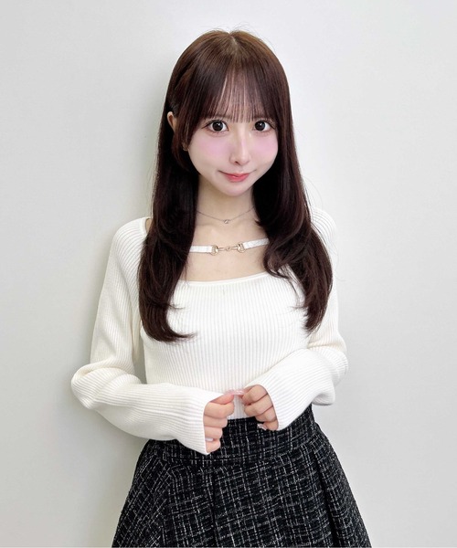 INGNI（イング）の「デコルテオープンビット付リブニット（ニット/セーター・レディース・ブラック/チャコールグレー/ボルドー/オフホワイト・M）」の5枚目の写真