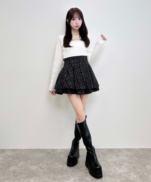 INGNI（イング）の「デコルテオープンビット付リブニット（ニット/セーター・レディース・ブラック/チャコールグレー/ボルドー/オフホワイト・M）」の9枚目の写真