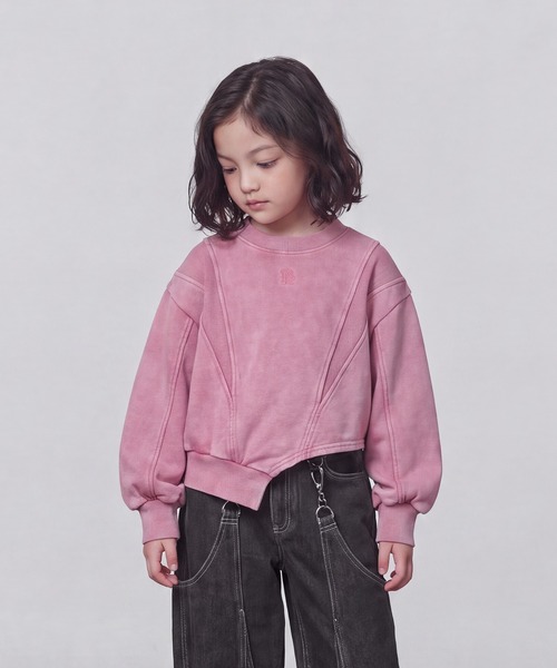 DURAS（デュラス）の「KIDS｜アシンメトリーヘムスウェット｜ペアコーデ対応（スウェット・キッズ・グレー/ピンク/ブラック・M(110-120)/L(120-130)/S(100-110)）」の3枚目の写真