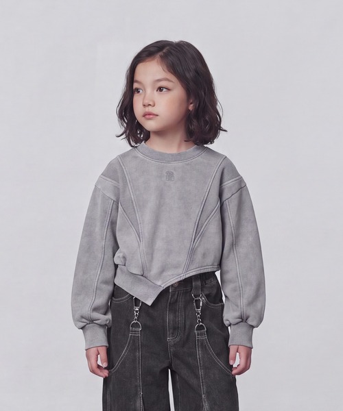 DURAS（デュラス）の「KIDS｜アシンメトリーヘムスウェット｜ペアコーデ対応（スウェット・キッズ・グレー/ピンク/ブラック・M(110-120)/L(120-130)/S(100-110)）」の10枚目の写真