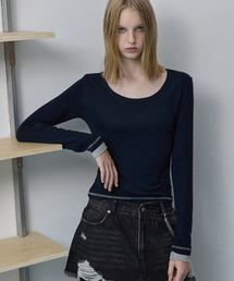 U-Neck Layered Long Sleeve Navy