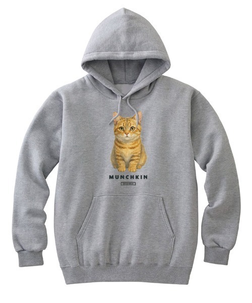 Moftique(モフティック)の「Moftique(モフティック) プルパーカー スウェット 裏毛 マンチカン キャット ペット アニマル プリント トップス メンズ ユニセックス(パーカー・メンズ・ホワイト/ヘザーグレー/ブラック・M/L/XL)」の3枚目の写真