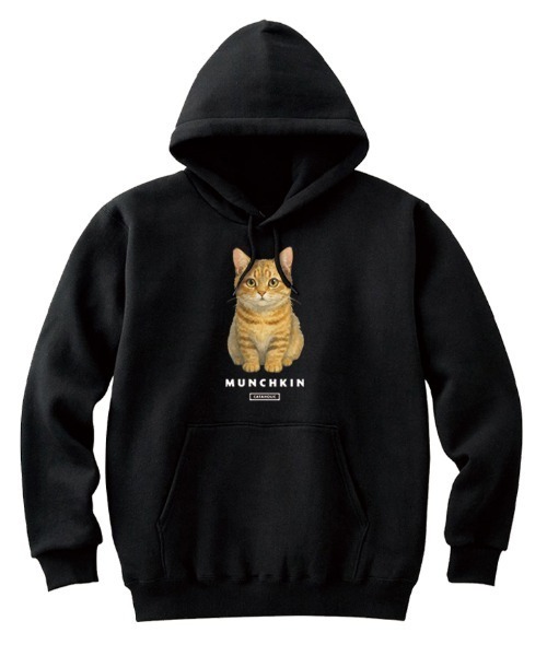 Moftique(モフティック)の「Moftique(モフティック) プルパーカー スウェット 裏毛 マンチカン キャット ペット アニマル プリント トップス メンズ ユニセックス(パーカー・メンズ・ホワイト/ヘザーグレー/ブラック・M/L/XL)」の1枚目の写真