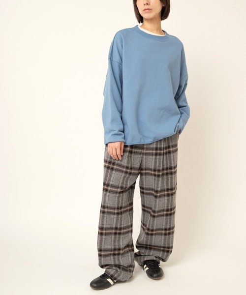 RNA-N(アールエヌエーエヌ)の「R4531 コットンウールカルゼチェックパンツ(その他パンツ・レディース・グレー/ダークブラウン/アイボリー・FREE)」の16枚目の写真