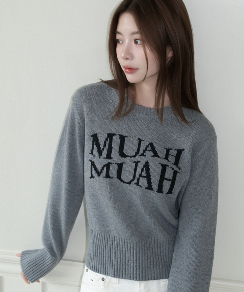 muahmuah（ムーアムーア）の「ジャカード ウール クロップドニット [メランジ]（ニット/セーター・レディース・その他・FREE）」の2枚目の写真
