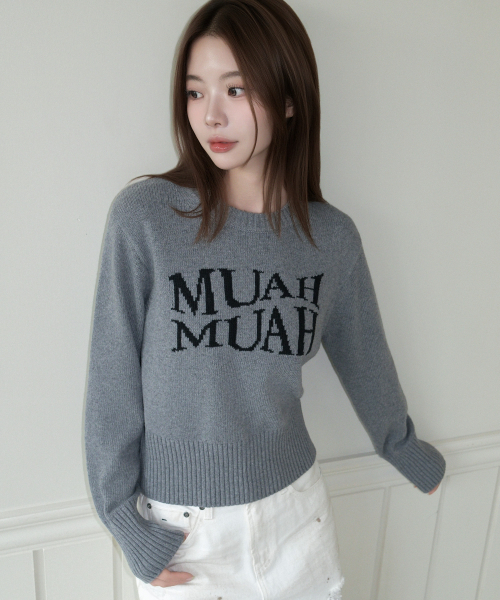 muahmuah（ムーアムーア）の「ジャカード ウール クロップドニット [メランジ]（ニット/セーター・レディース・その他・FREE）」の3枚目の写真
