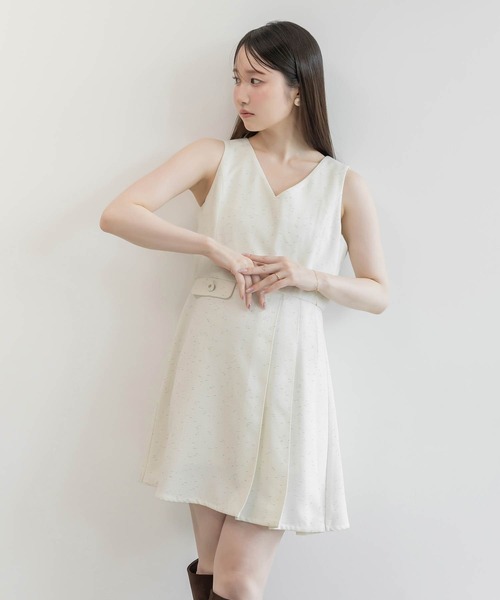 RANDA(ランダ)の「ツイードプリーツミニワンピース(ワンピース・レディース・ベージュ/ホワイト/ブラック・0/1)」の2枚目の写真