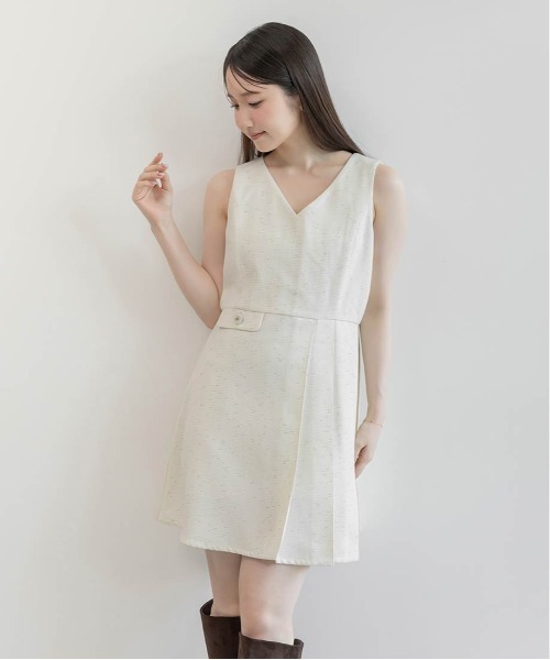 RANDA(ランダ)の「ツイードプリーツミニワンピース(ワンピース・レディース・ベージュ/ホワイト/ブラック・0/1)」の20枚目の写真