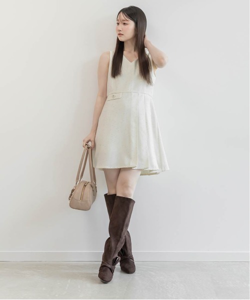 RANDA(ランダ)の「ツイードプリーツミニワンピース(ワンピース・レディース・ベージュ/ホワイト/ブラック・0/1)」の16枚目の写真