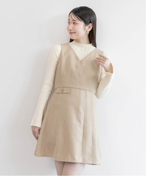 RANDA(ランダ)の「ツイードプリーツミニワンピース(ワンピース・レディース・ベージュ/ホワイト/ブラック・0/1)」の15枚目の写真