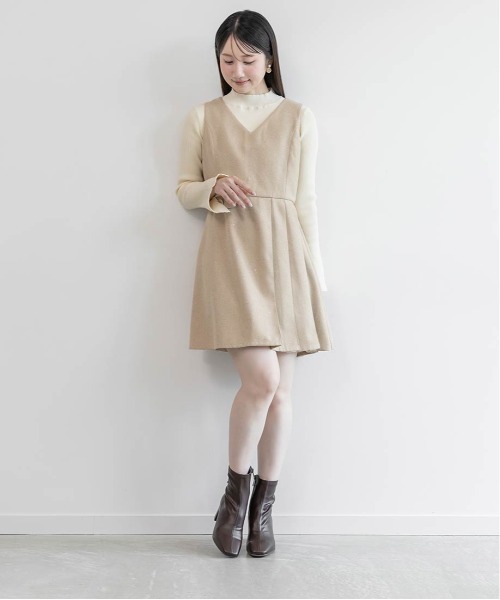 RANDA(ランダ)の「ツイードプリーツミニワンピース(ワンピース・レディース・ベージュ/ホワイト/ブラック・0/1)」の14枚目の写真