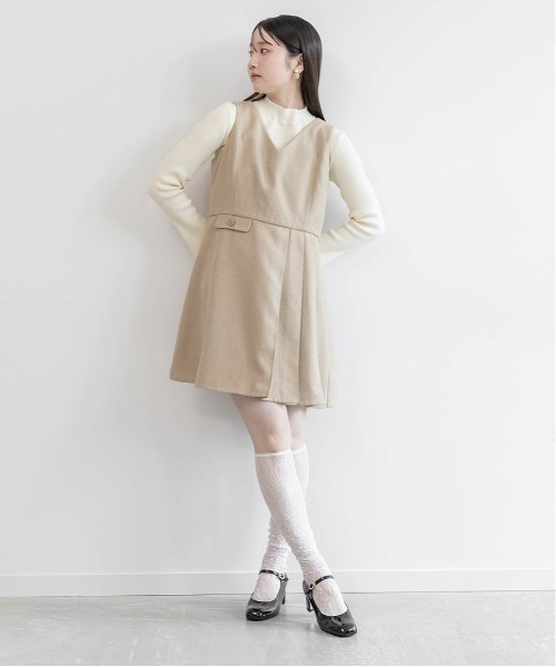 RANDA(ランダ)の「ツイードプリーツミニワンピース(ワンピース・レディース・ベージュ/ホワイト/ブラック・0/1)」の11枚目の写真