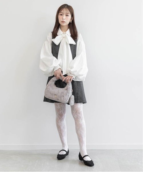 RANDA(ランダ)の「ツイードプリーツミニワンピース(ワンピース・レディース・ベージュ/ホワイト/ブラック・0/1)」の9枚目の写真