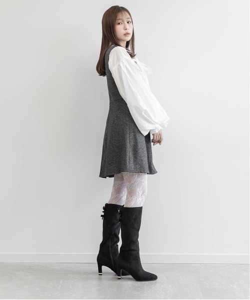 RANDA(ランダ)の「ツイードプリーツミニワンピース(ワンピース・レディース・ベージュ/ホワイト/ブラック・0/1)」の8枚目の写真