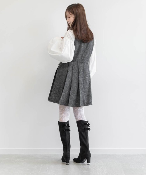 RANDA(ランダ)の「ツイードプリーツミニワンピース(ワンピース・レディース・ベージュ/ホワイト/ブラック・0/1)」の7枚目の写真