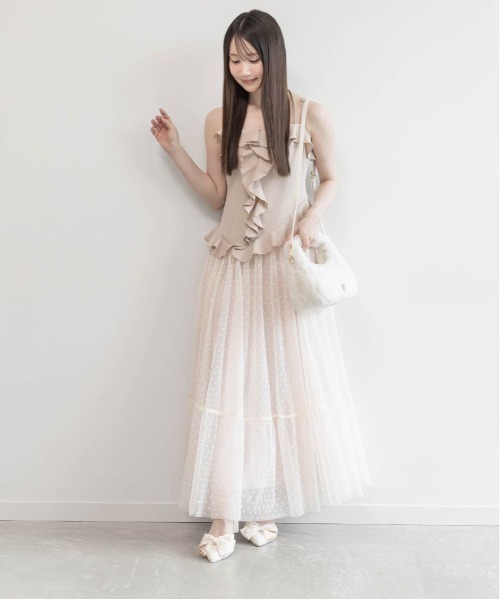 RANDA(ランダ)の「2WAY モノグラムビジューハーフムーンファーバッグ(ハンドバッグ・レディース・グレー/ピンク/アイボリー・M)」の8枚目の写真