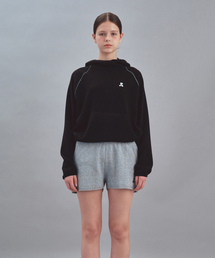 STITCH KNIT HOODIE - BLACK