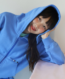 Macaroon Hood zip up_Blue Soda