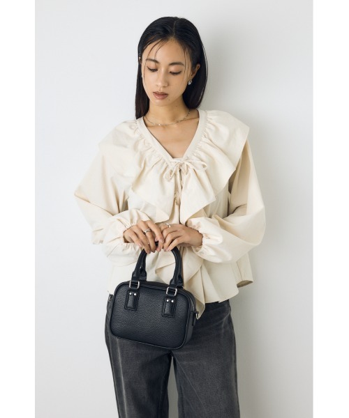 AZUL by moussy(アズールバイマウジー)の「ラウンドスクエア2WAYバッグ ショルダーバッグ ハンドバッグ 肩掛け・斜め掛け ストラップ取り外し◎(ショルダーバッグ・レディース・バーガンディー/ブラック/オフホワイト・FREE)」の16枚目の写真