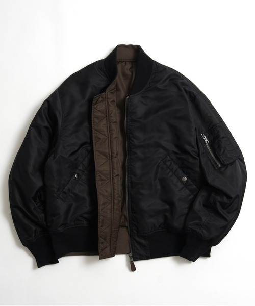 LURAKU(ルラク)の「【LURAKU】Reversible MA-1 Jacket / リバーシブルMA-1ジャケット(MA-1・メンズ・ブラック/カーキ・SMALL/MEDIUM/LARGE)」の2枚目の写真