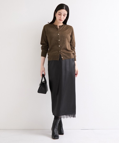 le cercle ADAM ET ROPE'（ルセルクルアダムエロペ）の「カシミヤ混クルーネックカーディガン（カーディガン/ボレロ・レディース・ベージュ/ブラック/ブラウン/グレー・FREE）」の9枚目の写真