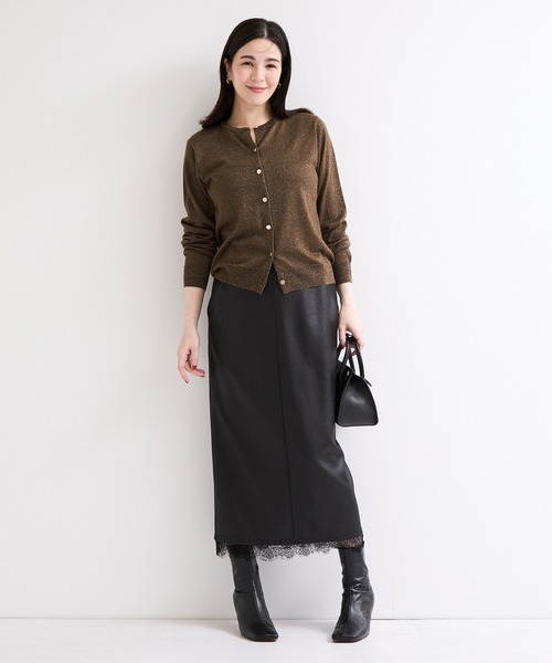 le cercle ADAM ET ROPE'（ルセルクルアダムエロペ）の「カシミヤ混クルーネックカーディガン（カーディガン/ボレロ・レディース・ベージュ/ブラック/ブラウン/グレー・FREE）」の10枚目の写真