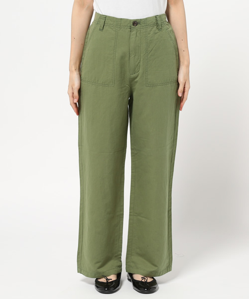 LBC(エルビーシー)の「リネンコットンツイルカーゴパンツ (カーゴパンツ・レディース・オリーブ/ダークネイビー・LARGE/MEDIUM)」の2枚目の写真