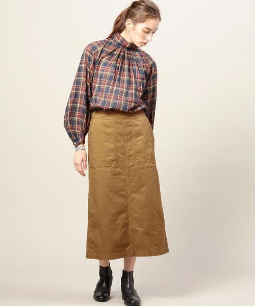 BEAUTY&YOUTH UNITED ARROWS（ビューティーアンドユースユナイテッドアローズ）の「BY ツイル ワークタイトスカート◆（スカート・レディース・ブラウン/ダークグリーン・MEDIUM/SMALL）」の7枚目の写真