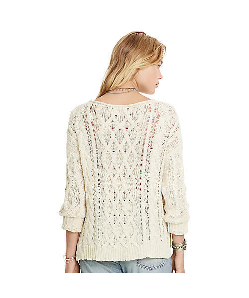 Denim & Supply Ralph Lauren（デニムアンドサプライラルフローレン）の「ケーブルニット コットン セーター（ニット/セーター・レディース・クリーム・XX-SMALL/LARGE/SMALL/MEDIUM/X-SMALL）」の3枚目の写真