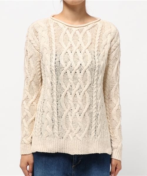 Denim & Supply Ralph Lauren（デニムアンドサプライラルフローレン）の「ケーブルニット コットン セーター（ニット/セーター・レディース・クリーム・XX-SMALL/LARGE/SMALL/MEDIUM/X-SMALL）」の6枚目の写真