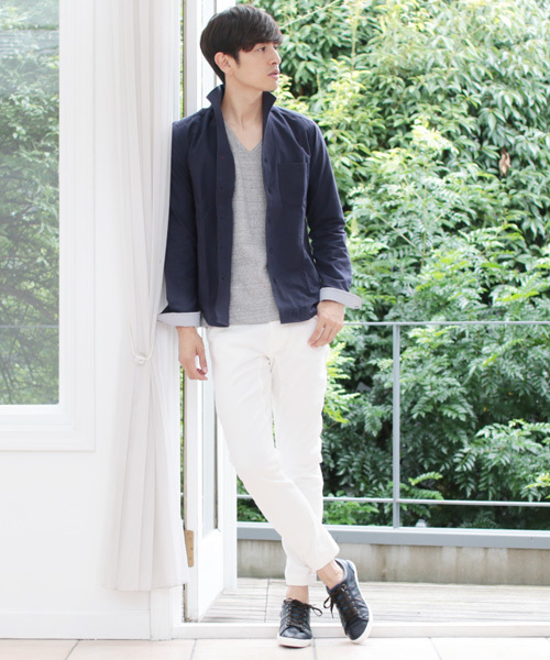 THE CASUAL（カジュアル）の「オックスイタリアンカラー長袖シャツ（シャツ/ブラウス・メンズ・ブラック/ワイン/ホワイト/ネイビー/ピンク・L/M）」の17枚目の写真