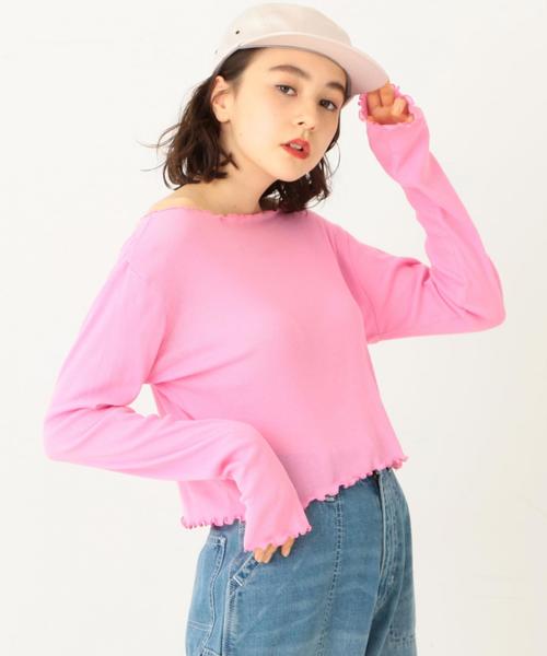 Another Edition（アナザーエディション）の「YAHMAN刺繍テレコロンT（Tシャツ/カットソー・レディース・ホワイト/ブラック/ライトピンク/ライトブルー・フリー）」の4枚目の写真