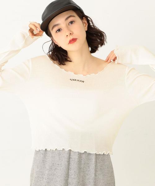 Another Edition（アナザーエディション）の「YAHMAN刺繍テレコロンT（Tシャツ/カットソー・レディース・ホワイト/ブラック/ライトピンク/ライトブルー・フリー）」の2枚目の写真